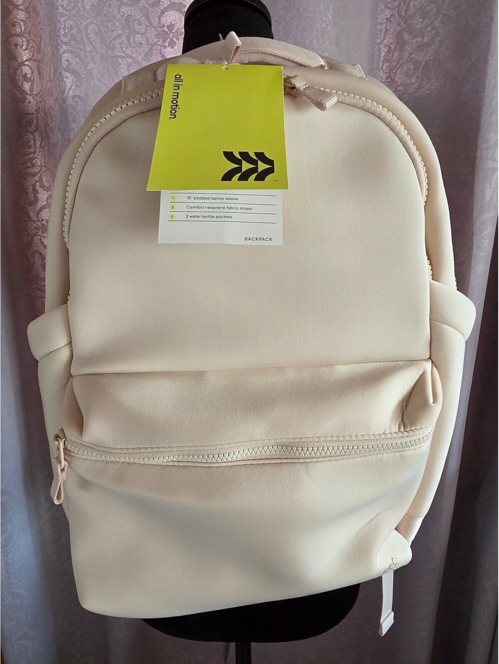 All in Motion - Faux Neoprene Backpack - Cream - BNWT